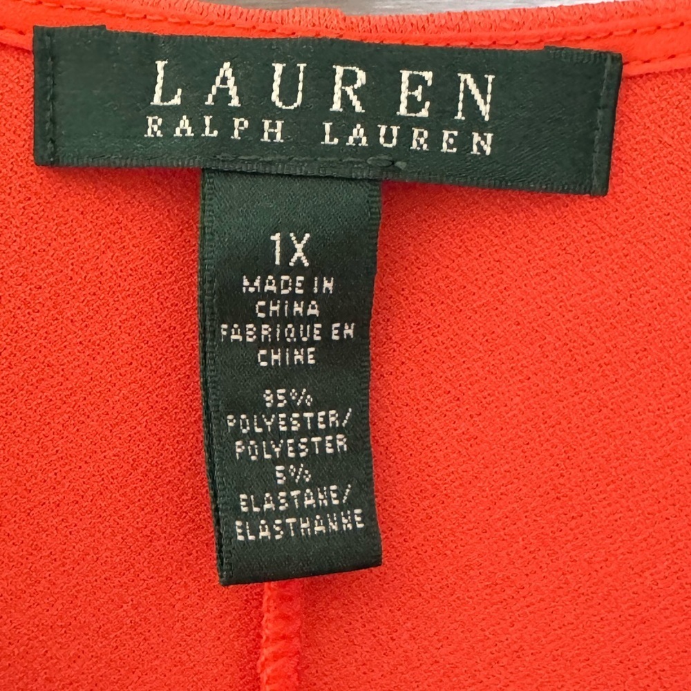 Lauren Ralph Lauren Orange/tangerine blouse sz 1X - Picture 3 of 5